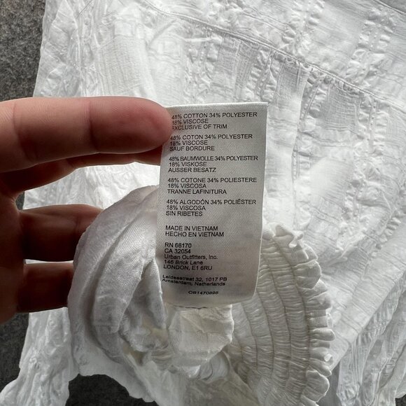 Anthropologie Shirt Womens Small White Textured Wrap Crop Blouse Top Boho - Picture 8 of 11